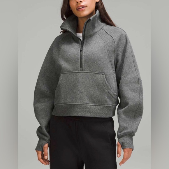 lululemon athletica Tops - Lululemon Scuba Oversized Funnel Neck Half Zip Women’s XS/Small Gray Cropped